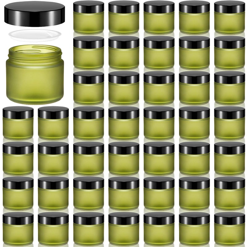 Domensi 72 Pcs 2 oz Glass Jars with Lids Travel Size Round Leakproof Empty Cosmetic Jars with Inner Liners Lid for Storing Makeup Lotions Face Cream Ointments Candle DIY Making (Pea Green) - Image 1