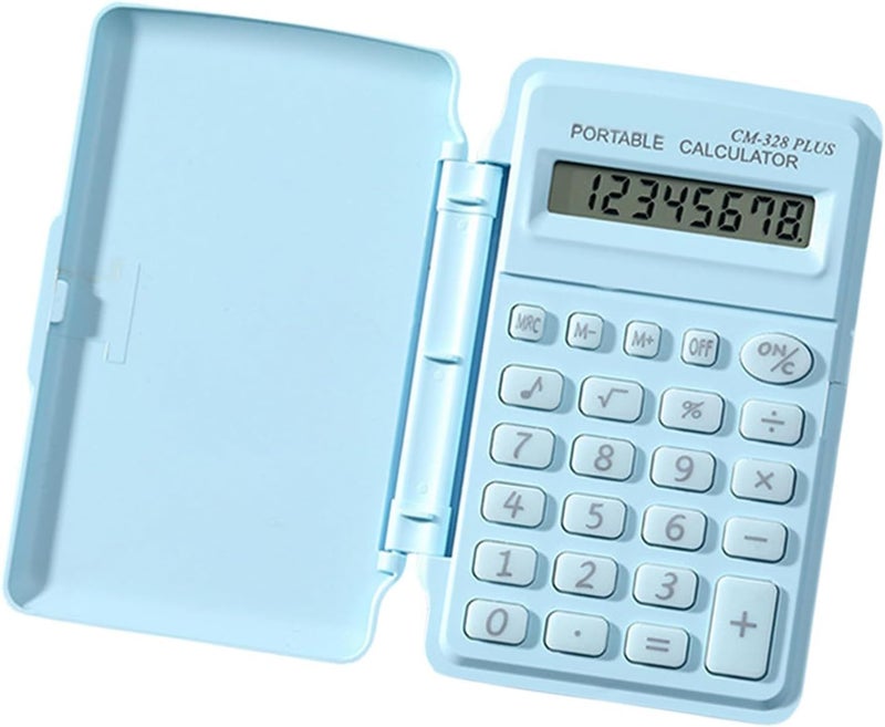 Blue Pastel 8 Digit Pocket Calculator With Ergonomic Buttons For School - Image 1