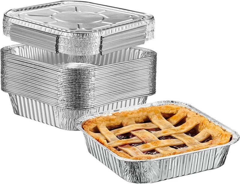 Gusto [25 Sets 8-Inch Square Foil Pans with Lids - Disposable Food Containers, Aluminum Foil Pans For Baking, Cooking, Storing and Preparing Food (Formerly Comfy Package) - Image 1