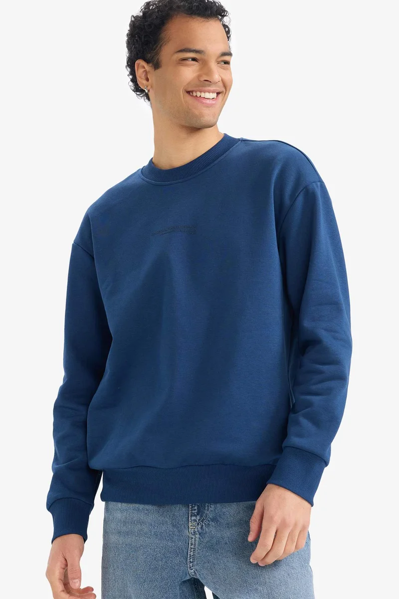 DeFacto Boxy Fit Printed Long Sleeve Sweatshirt