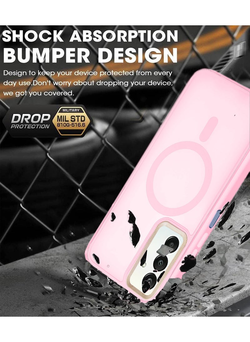 Techie حافظة مغناطيسية شفافة مع واقي عدسة كاميرا مرتفع لهاتف سامسونج جالاكسي A15 - وردي مات - Image 3