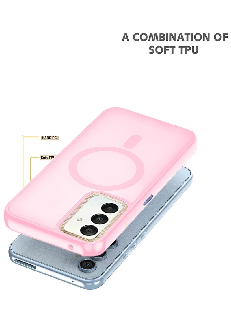 Techie حافظة مغناطيسية شفافة مع واقي عدسة كاميرا مرتفع لهاتف سامسونج جالاكسي A15 - وردي مات - Image 5