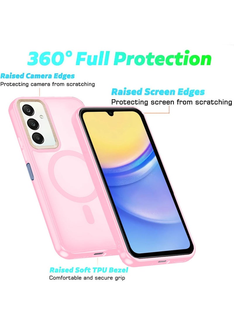 Techie حافظة مغناطيسية شفافة مع واقي عدسة كاميرا مرتفع لهاتف سامسونج جالاكسي A15 - وردي مات - Image 4