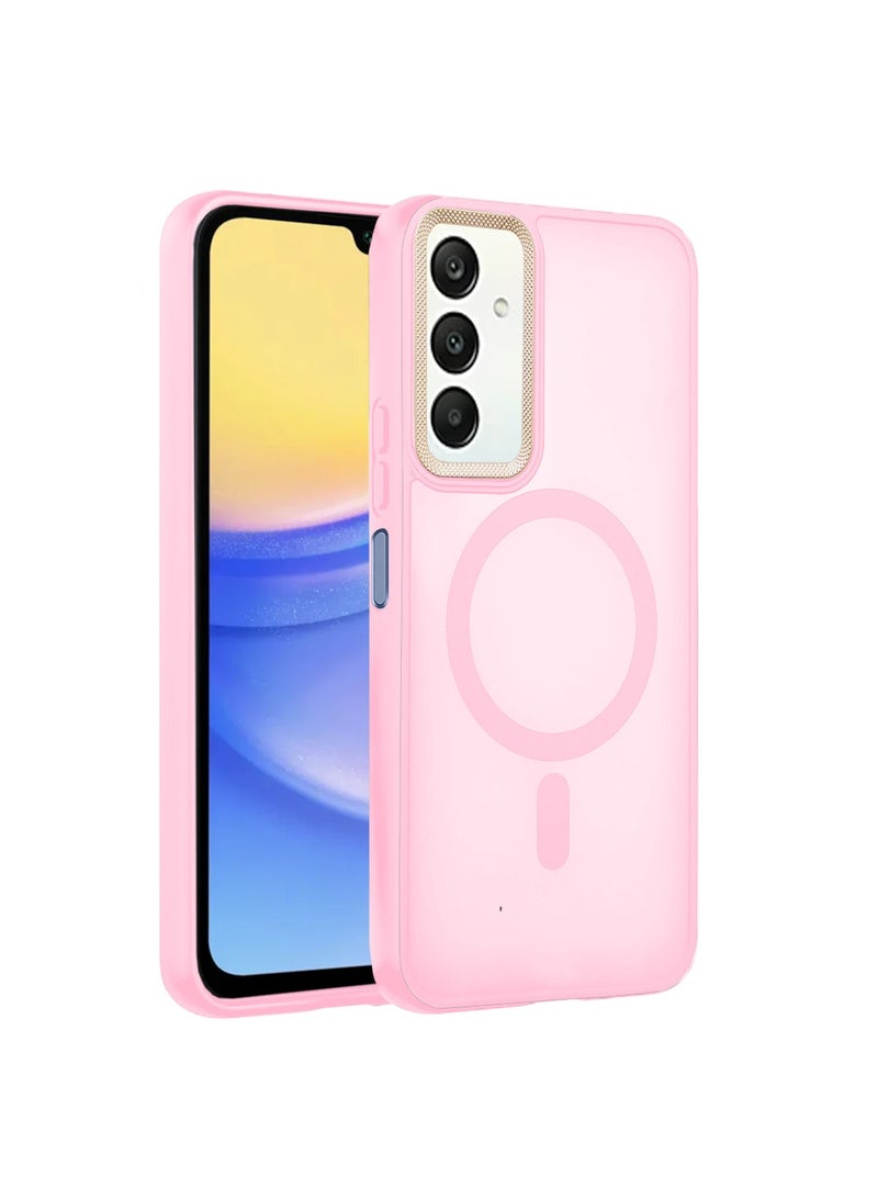 Techie حافظة مغناطيسية شفافة مع واقي عدسة كاميرا مرتفع لهاتف سامسونج جالاكسي A15 - وردي مات - Image 1