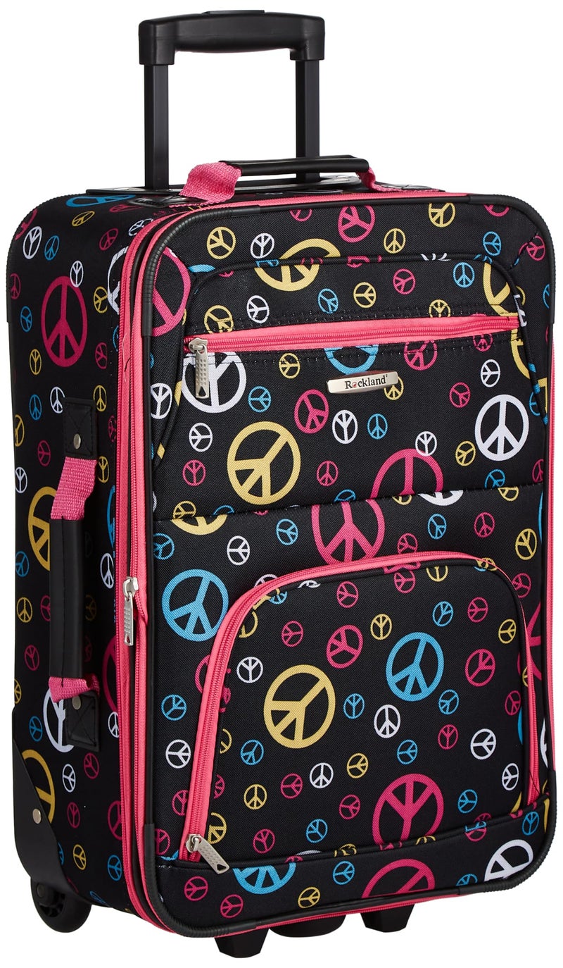 Rockland Fashion Softside Upright Luggage Set,Expandable, Wheel, Telescopic Handle, Peace, 2-Piece (14/19) - Image 4