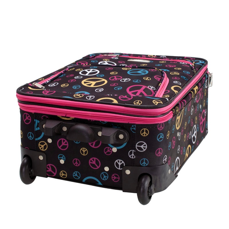 Rockland Fashion Softside Upright Luggage Set,Expandable, Wheel, Telescopic Handle, Peace, 2-Piece (14/19) - Image 3