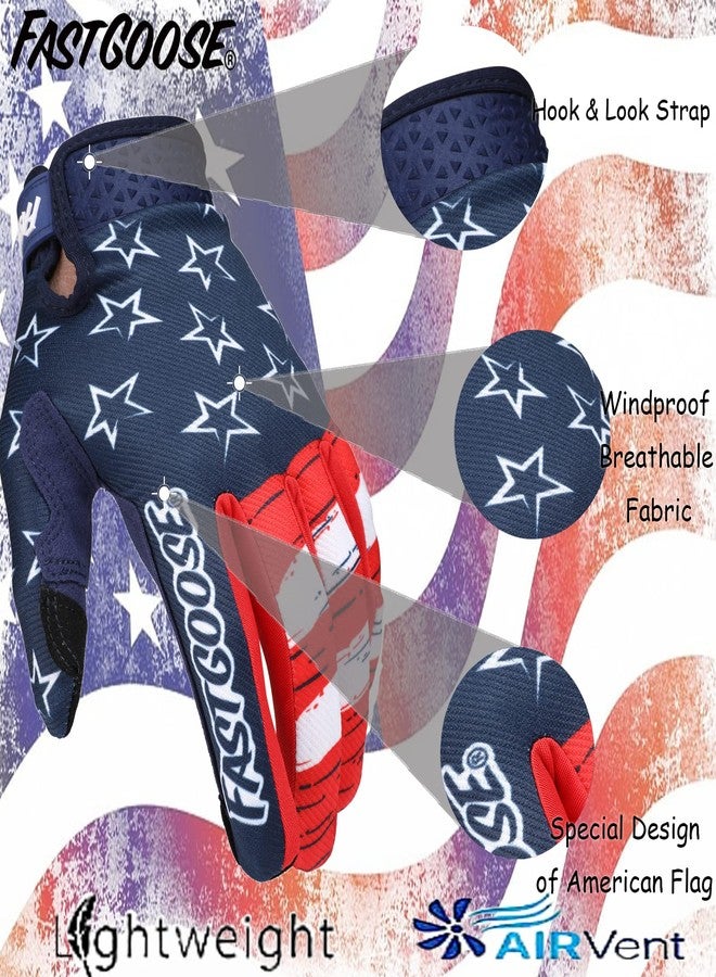FASTGOOSE Motorcycle Gloves Drit Bike Gloves Motocross Gloves for Men Women,Breathable Lightweight Off-Road Gloves for ATV BMX MTB Racing (Blue/Red, Large) - Image 2