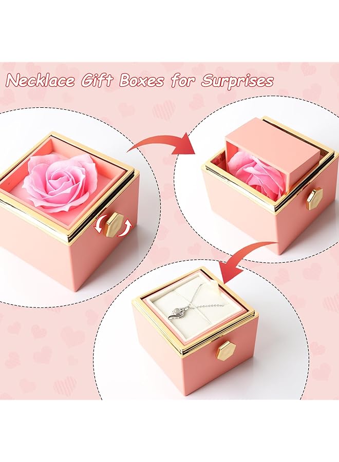 erorex Gifts For Women Mum Her Preserved Eternal Rose Gift Box For Mothers Day With Love You Necklace Artificial Rose Flowers Romantic Gifts For Women On Birthday Anniversary Pink  - Image 5