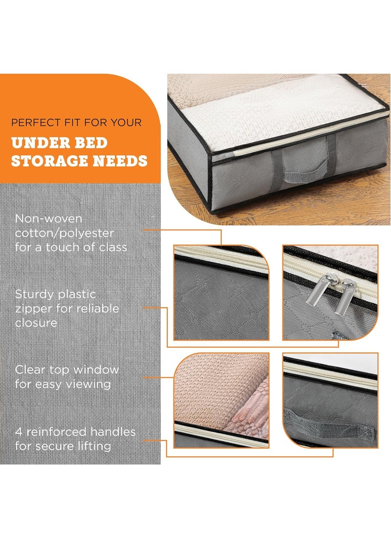 GUDOO Under Bed Storage Containers - Foldable Closet Organizer with Clear Top, Sturdy Handles - 7L Capacity Storage Box for Clothing, Comforter, Blanket, and Shoe - 2 Pack, Soft-Sided, Gray  - Image 5