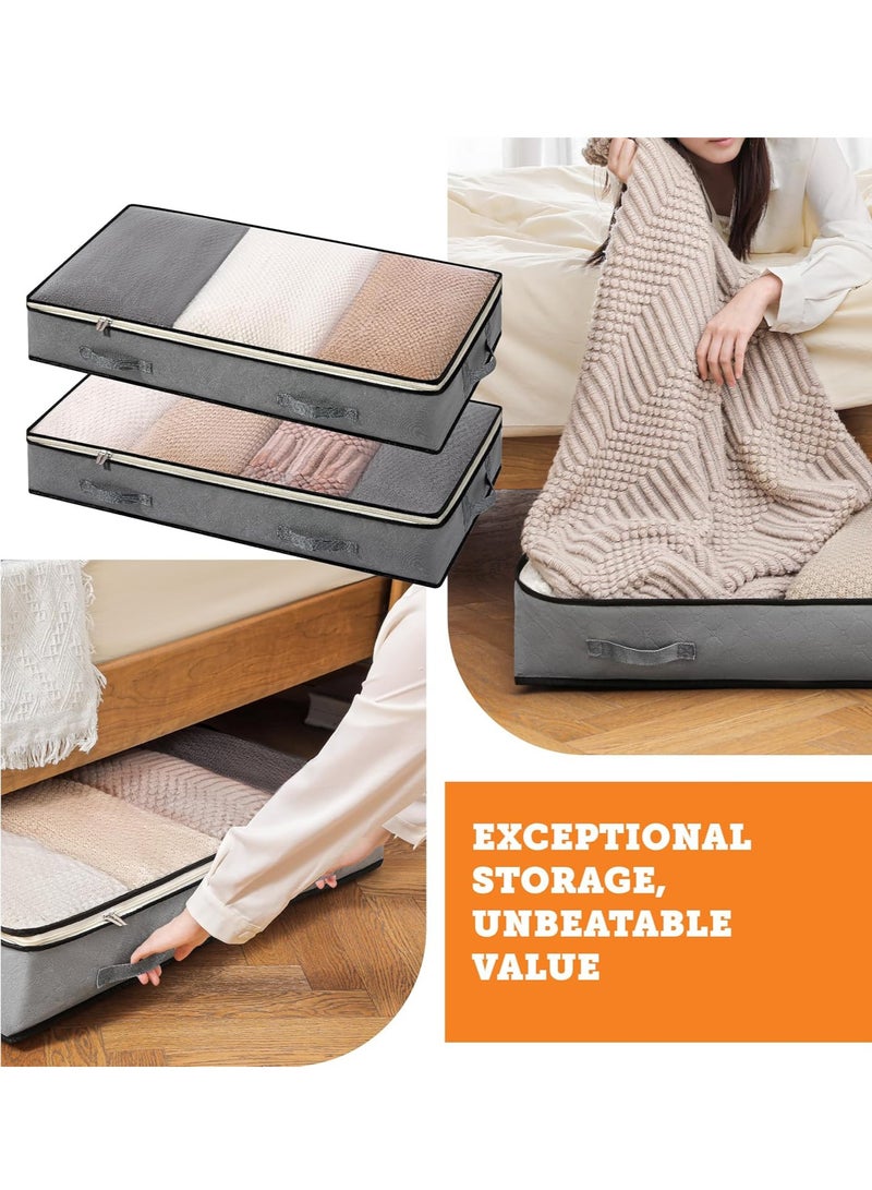 GUDOO Under Bed Storage Containers - Foldable Closet Organizer with Clear Top, Sturdy Handles - 7L Capacity Storage Box for Clothing, Comforter, Blanket, and Shoe - 2 Pack, Soft-Sided, Gray  - Image 4