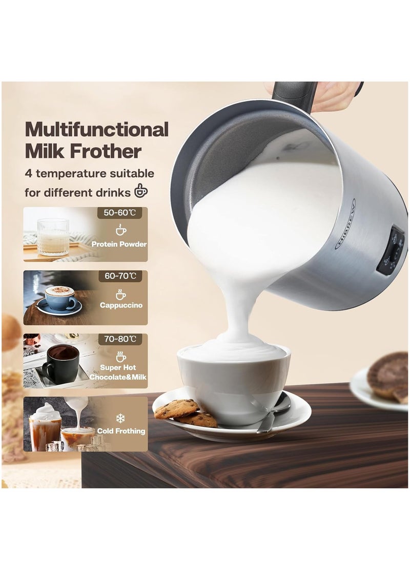 HiBREW HiBREW M3A Milk Frother Electric Milk Steamer Stainless Steel 10.1oz/5.1oz Automatic Milk Warmer Cold/Hot Milk Foamer Maker for Latte Cappuccino Hot Chocolate Milk Heater 4 Temperature Range  - Image 2