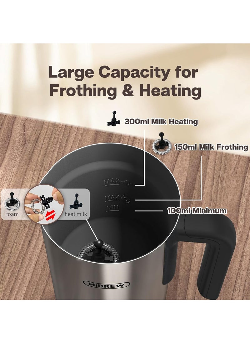 HiBREW HiBREW M3A Milk Frother Electric Milk Steamer Stainless Steel 10.1oz/5.1oz Automatic Milk Warmer Cold/Hot Milk Foamer Maker for Latte Cappuccino Hot Chocolate Milk Heater 4 Temperature Range  - Image 3
