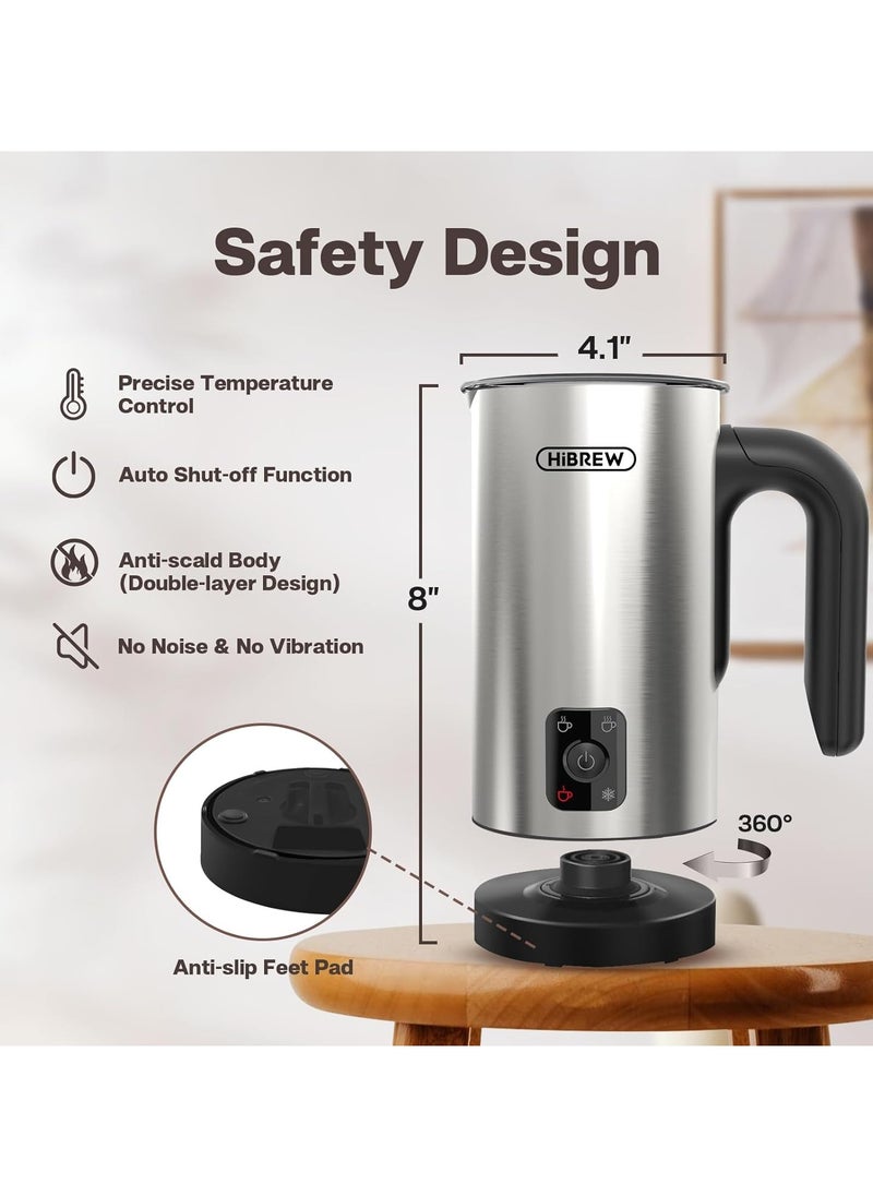 HiBREW HiBREW M3A Milk Frother Electric Milk Steamer Stainless Steel 10.1oz/5.1oz Automatic Milk Warmer Cold/Hot Milk Foamer Maker for Latte Cappuccino Hot Chocolate Milk Heater 4 Temperature Range  - Image 5