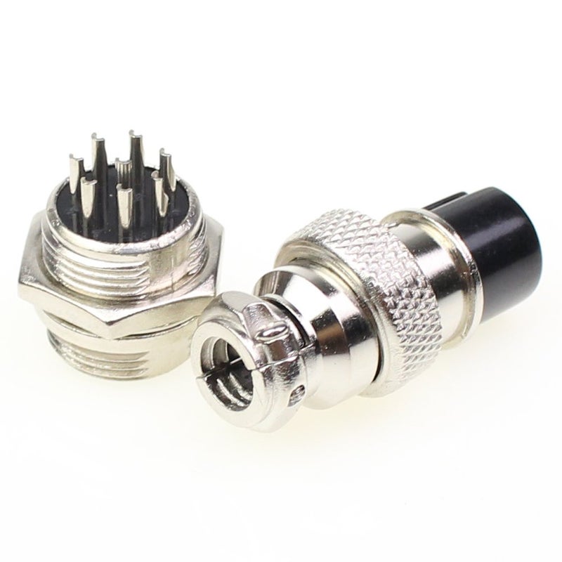 exgoofit Aviation Plug Connector 10 Pairs Male Female Panel Metal Wire Connector 16mm Socket (8 Pins 10-Pack) - Image 2