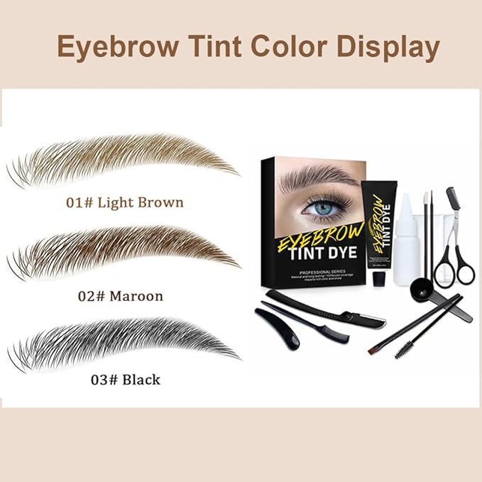 SHEEYOON Eyebrow Dye Kit Professional Update Formula Brow Eyelash Tint Cream Natural Semi Permanent Brows Color Long last for 4 weeks Light Brown - Image 5