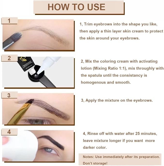 SHEEYOON Eyebrow Dye Kit Professional Update Formula Brow Eyelash Tint Cream Natural Semi Permanent Brows Color Long last for 4 weeks Light Brown - Image 4