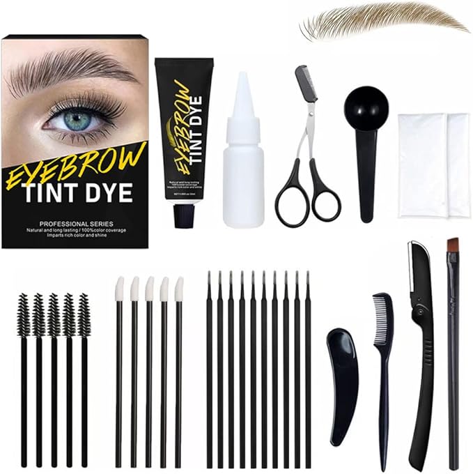 SHEEYOON Eyebrow Dye Kit Professional Update Formula Brow Eyelash Tint Cream Natural Semi Permanent Brows Color Long last for 4 weeks Light Brown - Image 1