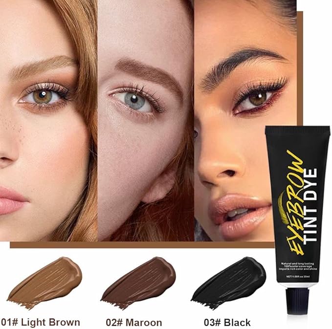 SHEEYOON Eyebrow Dye Kit Professional Update Formula Brow Eyelash Tint Cream Natural Semi Permanent Brows Color Long last for 4 weeks Light Brown - Image 2