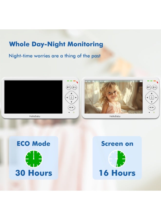 Hellobaby HB6563 Baby Video Monitor | 2025 Model | World’s First 6" IPS HD Display, 1000ft Range, 4000mAh Battery, Pan Tilt Zoom, VOX Mode, Lullabies, Temp Sensor | 2.4GHz FHSS | 1-Year Warranty | UAE Authorized Distributor - Image 5