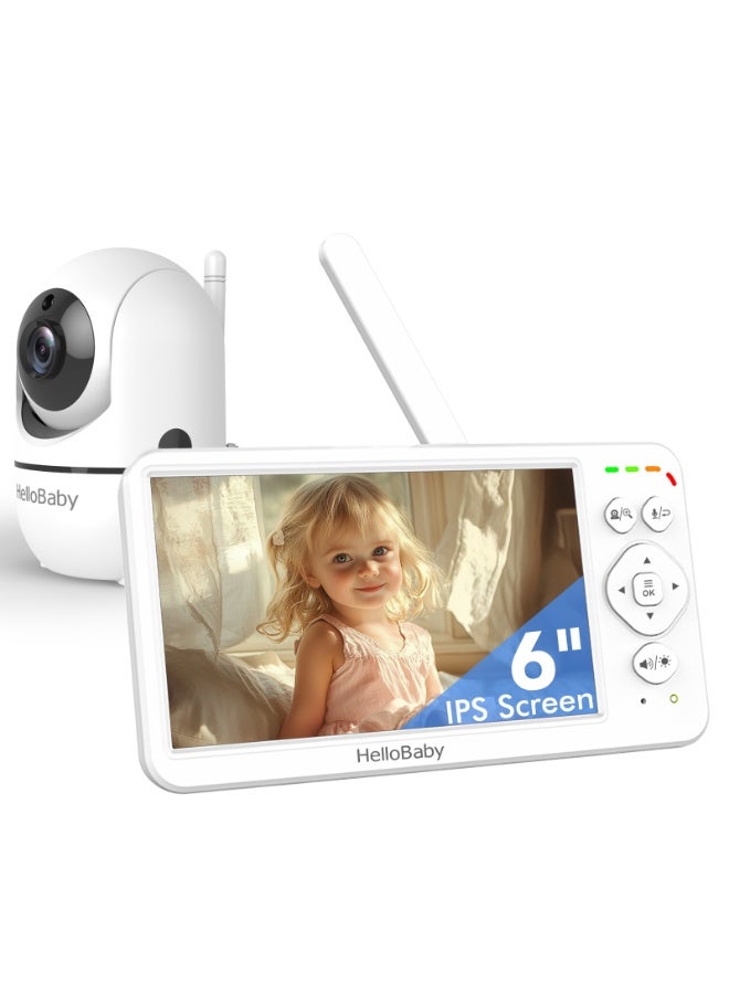 Hellobaby HB6563 Baby Video Monitor | 2025 Model | World’s First 6" IPS HD Display, 1000ft Range, 4000mAh Battery, Pan Tilt Zoom, VOX Mode, Lullabies, Temp Sensor | 2.4GHz FHSS | 1-Year Warranty | UAE Authorized Distributor - Image 1