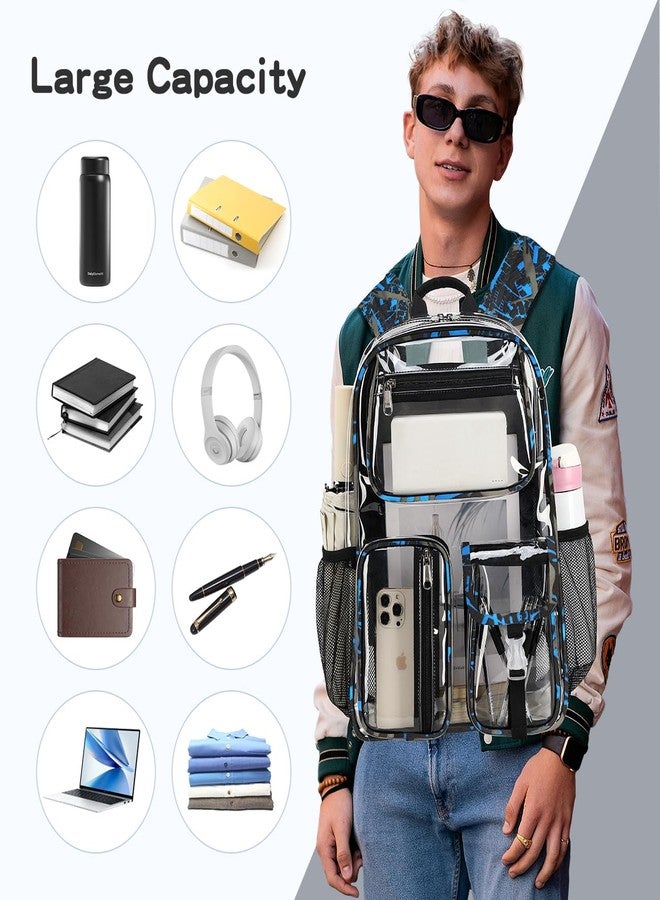 Cusangel Heavy Duty Clear Backpack,16.5 x12 x5inch TPU Large Capacity See Through Backpack for Sport Events,Travel, Blue, Large, See Through Backpack - Image 4