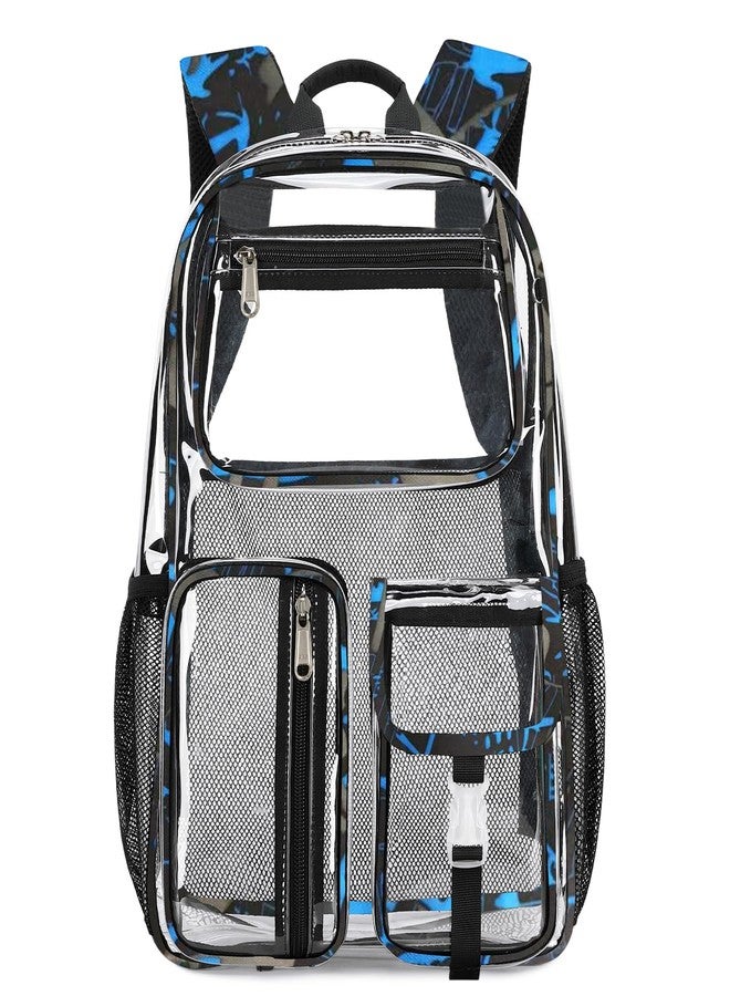 Cusangel Heavy Duty Clear Backpack,16.5 x12 x5inch TPU Large Capacity See Through Backpack for Sport Events,Travel, Blue, Large, See Through Backpack - Image 1