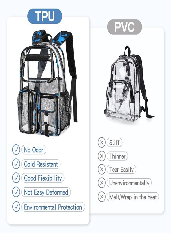 Cusangel Heavy Duty Clear Backpack,16.5 x12 x5inch TPU Large Capacity See Through Backpack for Sport Events,Travel, Blue, Large, See Through Backpack - Image 2
