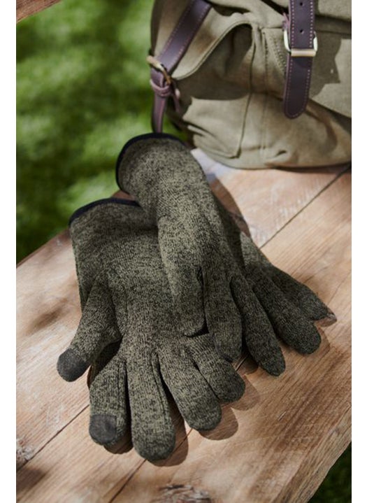 Unisex 1 Pair Knitted Fleece Gloves, Forest Green Heather