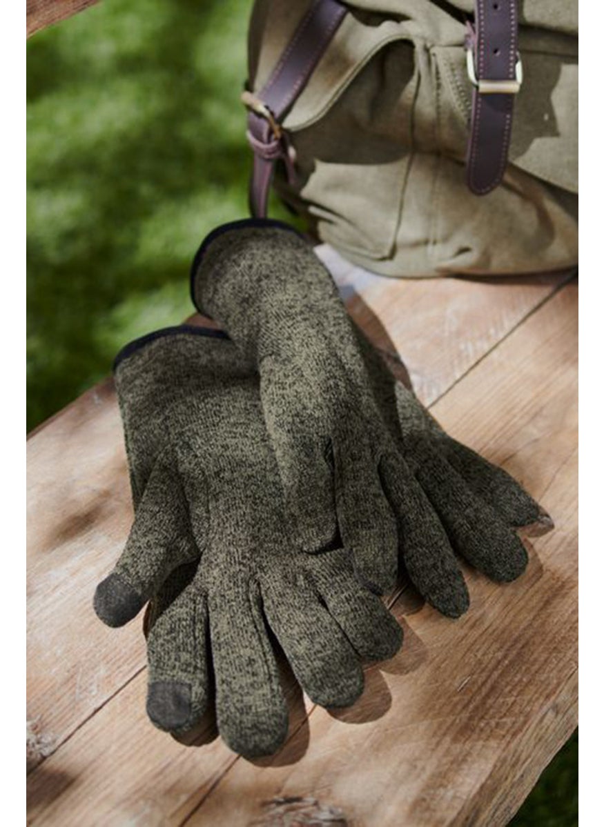 Tchibo Unisex 1 Pair Knitted Fleece Gloves, Forest Green Heather  - Image 1