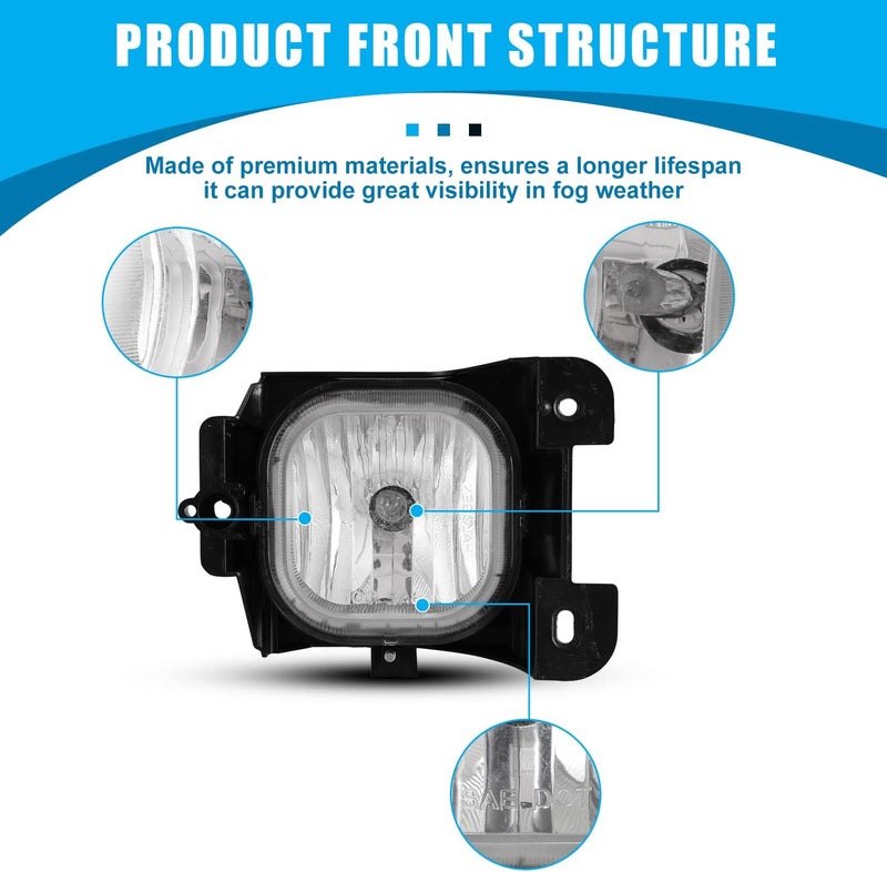 CPW Fog Lights Assembly for 2004-2005 Ford Ranger - Clear Lens Driving Fog Lights Replacement - Image 3