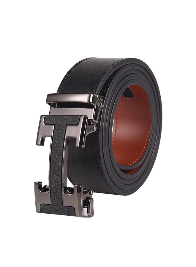 Leather Men Belt, Durable Comfort Men Ratchet Belt, Trim to Fit Adjustable Waist Belt with Auto Buckle, Multi-Scene Wearable Belt for Formal Daily and Outdoor Activities, Waist Size 75-120cm (25-42") - Image 1