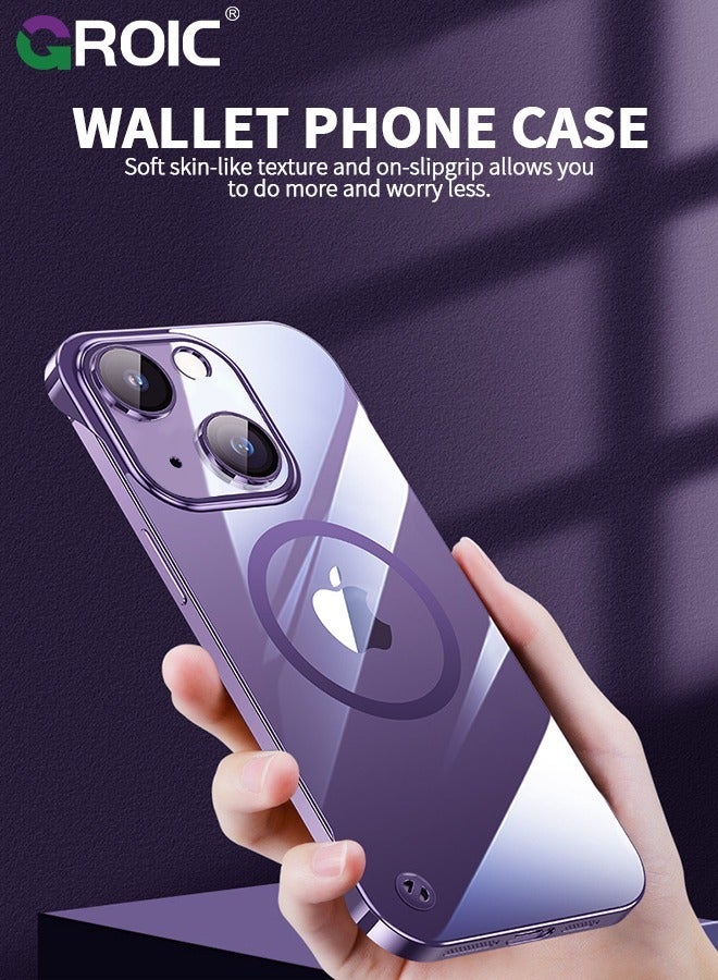 GROIC Compatible with iPhone 15 Plus Case,  iPhone 15 Plus 6.7'' Phone Shell with MagSafe, Clear Magnetic Plated Slim Thin Shockproof Electroplated Bumper Protective Cover with Screen Protection Film - Image 3