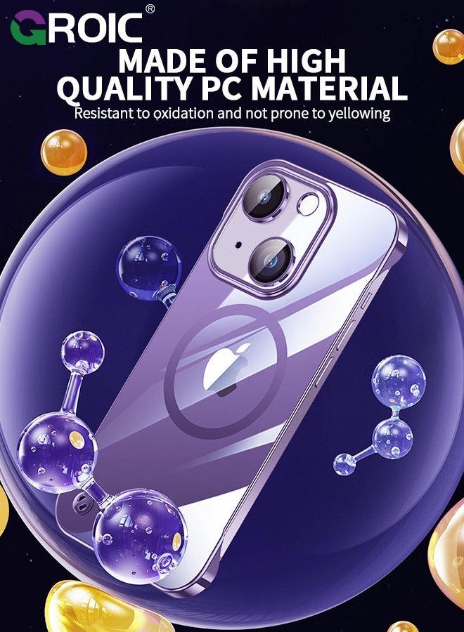 GROIC Compatible with iPhone 15 Plus Case,  iPhone 15 Plus 6.7'' Phone Shell with MagSafe, Clear Magnetic Plated Slim Thin Shockproof Electroplated Bumper Protective Cover with Screen Protection Film - Image 5