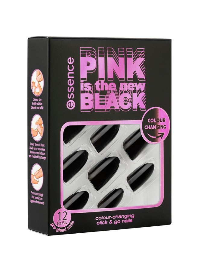 Essence Pink Is The New Black Colour-Changing Click & Go Nails 01 Show Your Pink Side & Golden Days Ahead False Lashes Focus On The Gold! & Magnetic Lashes Storage Case Black/Pink Bundle - Image 2