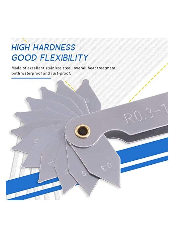 PROMASS 4 Pack R0.3-1.5/ R1-6.5/ R7-14.5/ R15-25 Radius Gauge Set, Stainless Steel Radius Fillet Gage Portable Concave Convex Measuring Tool for Tool and Die Makers Check - Image 4