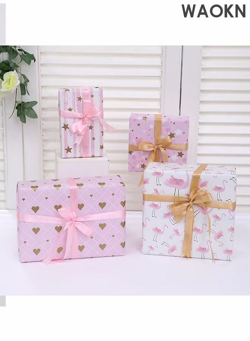 WAOKN 4 Sheets Gift Wrapping Paper With Accessories,Holiday Gift Wrapping Paper,Birthday Gift Box Gift Wrapping DIY, Gift Wrapping Paper for Birthday, Holiday, Wedding, Party,Kids Gift Wrapping (70cmX50cm) - Image 3