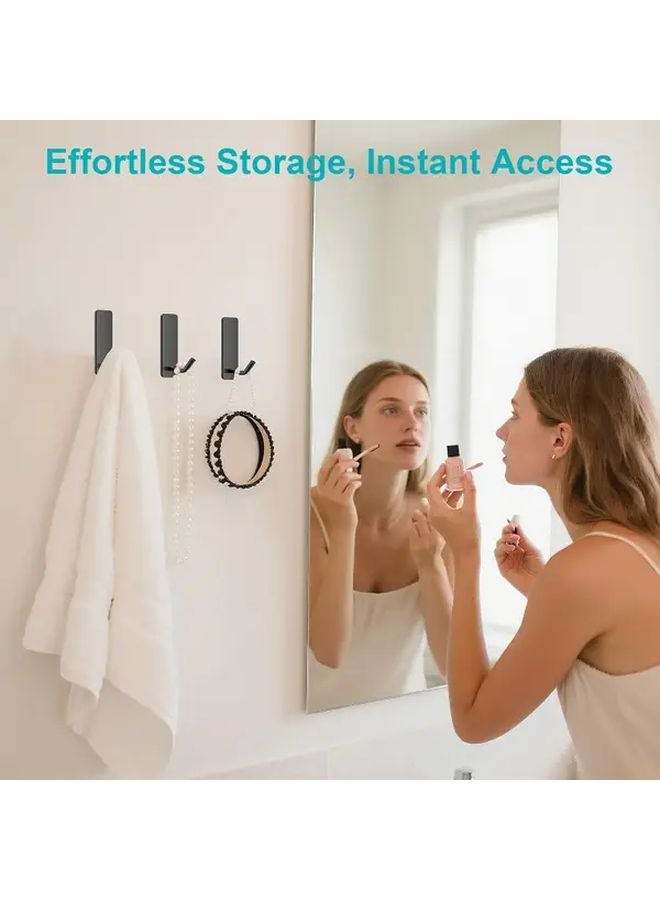 6 حزم خطافات سوداء ذاتية اللصق متينة من الفولاذ المقاوم للصدأ مثبتة على الحائط بدون حاجة للحفر - Image 4