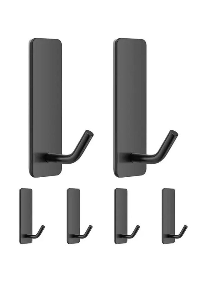 6 حزم خطافات سوداء ذاتية اللصق متينة من الفولاذ المقاوم للصدأ مثبتة على الحائط بدون حاجة للحفر - Image 1