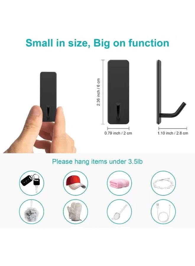 6 حزم خطافات سوداء ذاتية اللصق متينة من الفولاذ المقاوم للصدأ مثبتة على الحائط بدون حاجة للحفر - Image 5