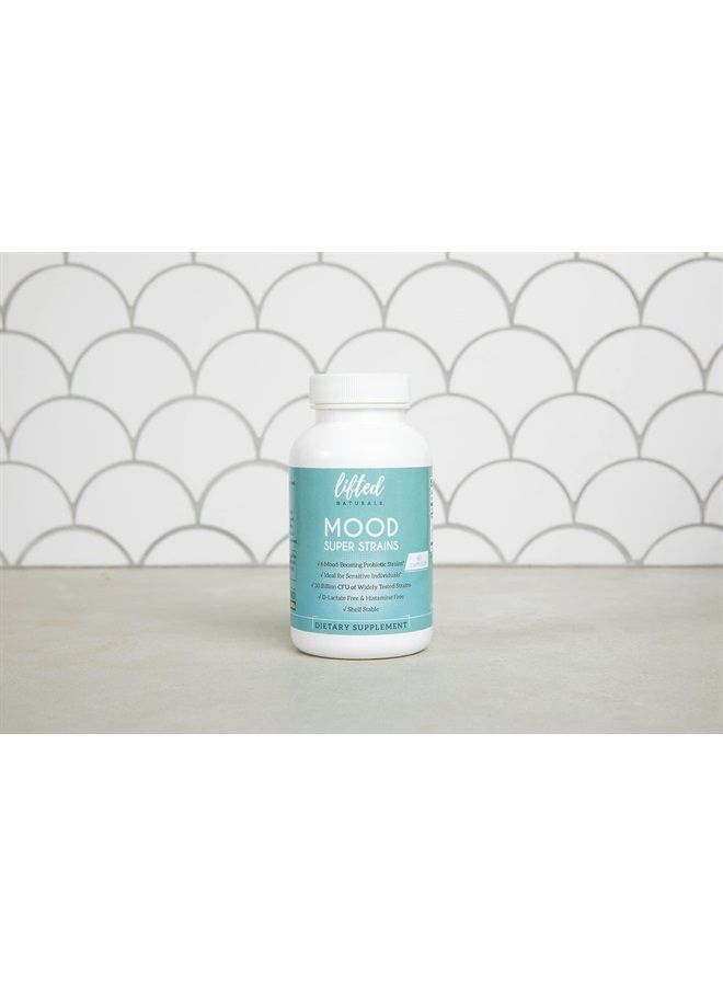 Probiotics - Mood Super Strains Probiotic - Naturally Supports Digestion & Mood - Histamine-Free Probiotics w/L Rhamnosus GG, Shelf Stable Probiotic Supplement, 60 Day Supply, Non-GMO, Vegan