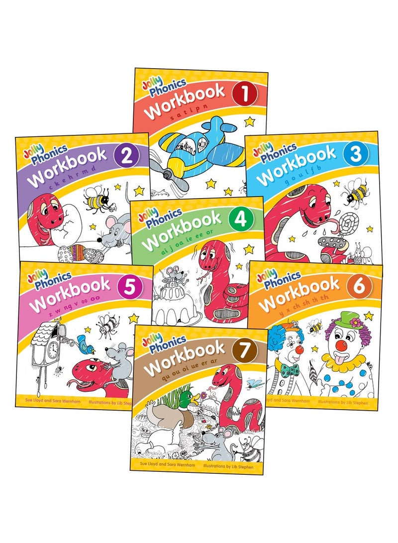 Jolly Phonics Workbooks 1-7: in Precursive Letters 