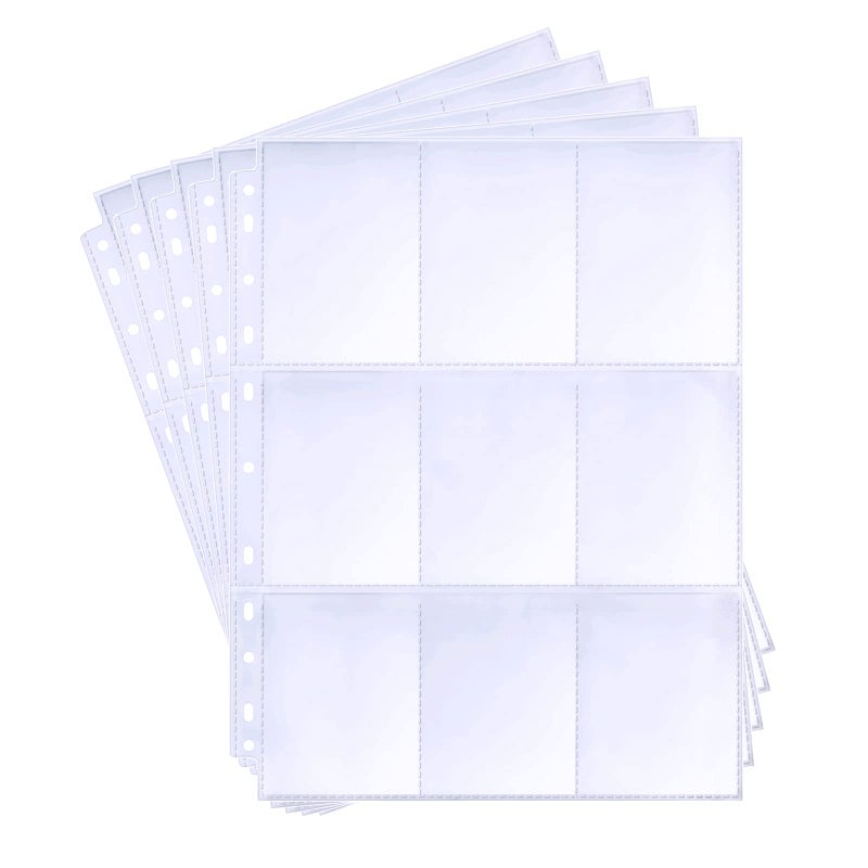 30 Pack 540 Pocket Binder Pages DoubleSided 9 Pocket Trading Card Sleeves for 3 Ring Binder Clear Plastic Pages for Sport and Game Cards