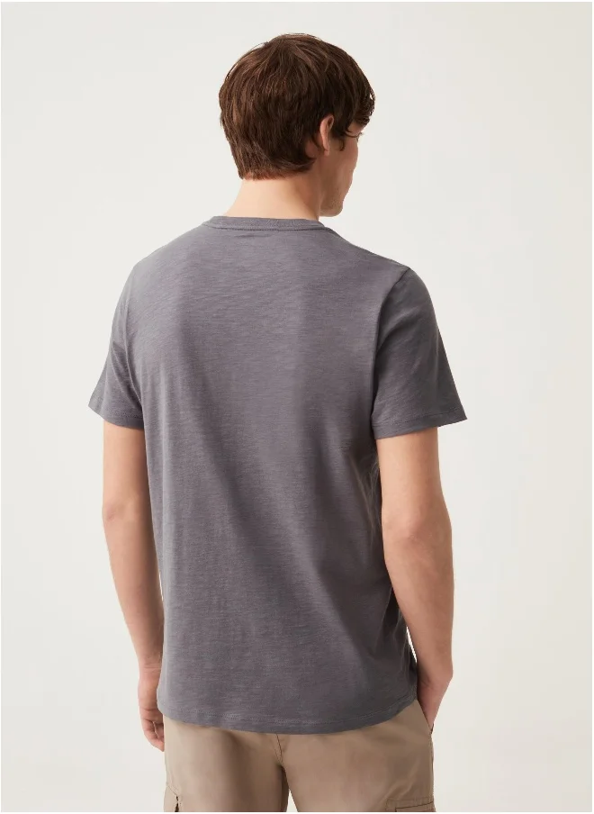 Ovs Ovs Round-Neck T-Shirt In Jersey Slub