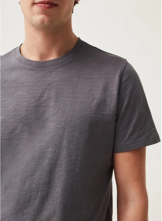 او في اس Ovs Round-Neck T-Shirt In Jersey Slub
