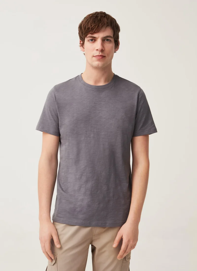 Ovs Ovs Round-Neck T-Shirt In Jersey Slub