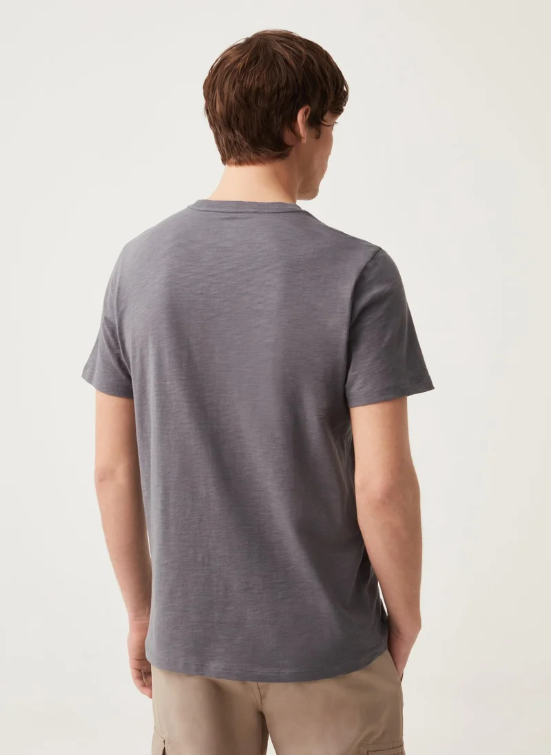 Ovs Ovs Round-Neck T-Shirt In Jersey Slub