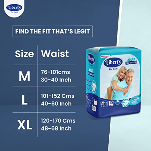 Liberty Popular Adult Diapers, Tape Style, Medium (M) Size, 30 Count, Waist Size (76-101cm | 30-40 inches), Unisex, High Absorbency, Leak Proof, Wetness Indicator, Pack of 3, 10 count/pack - Image 4