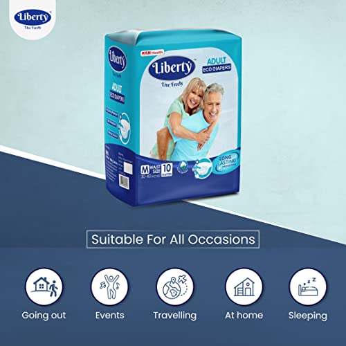 Liberty Popular Adult Diapers, Tape Style, Medium (M) Size, 30 Count, Waist Size (76-101cm | 30-40 inches), Unisex, High Absorbency, Leak Proof, Wetness Indicator, Pack of 3, 10 count/pack - Image 3