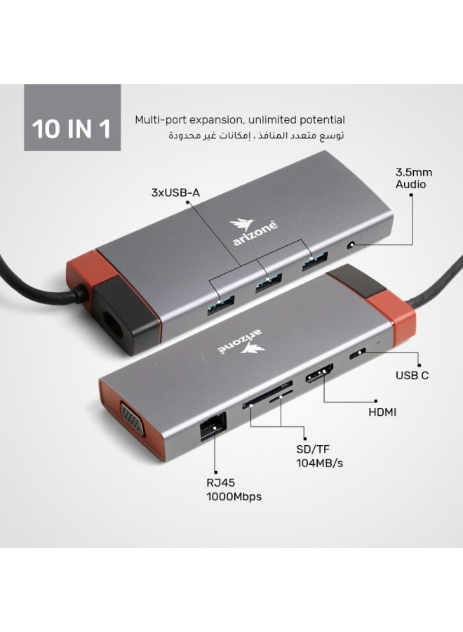 10 IN 1 MULTIFUNCTIONAL USB C HUB DOCKING STATION - Image 2