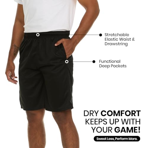Essential Elements Men’s Athletic Shorts 4 Pack – Quick-Dry Moisture Wicking Basketball, Gym & Workout Shorts with Pockets - Image 2